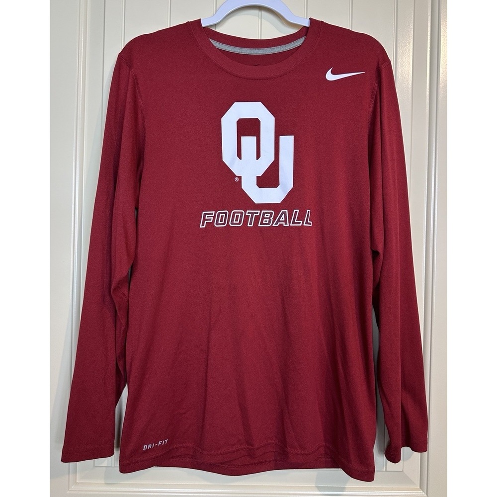 NIKE OU Oklahoma Sooners Football red long sleeve t-shirt sz S GUC